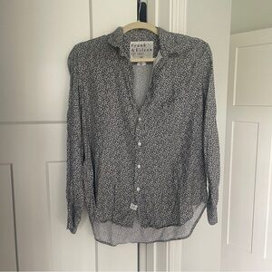 Frank & Eileen Floral‎ Print Eileen Long Sleeve Button Down Blue White